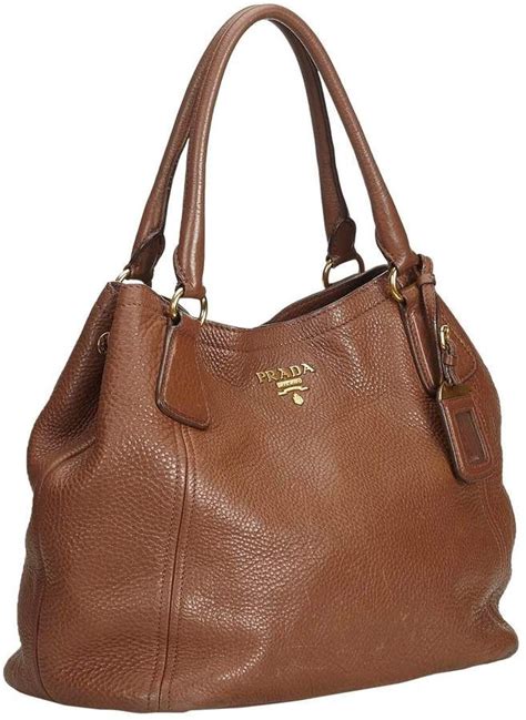 prada brown leather handbag|prada brown leather tote bag.